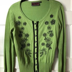 Lime green embroidered cardigan by Voodoo Vixen